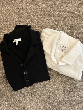 Reiss Slim Fit Button-Up Shirt Pair in White and Black